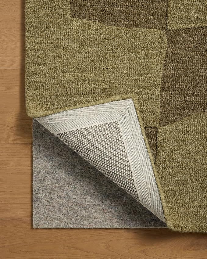Loloi Leanne Ford Craven Collection CVN-03 Green/Olive 3'-6" x 5'-6" Accent Rug Checkered, Patterned, Neutral, Entryway, Mudroom, Bathroom, and Kitchen