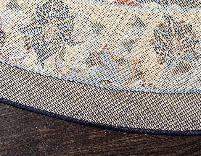 Unique Loom Espahan Collection Area Rug - Cape Cod (7' 10" Round, Navy Blue/ Black)