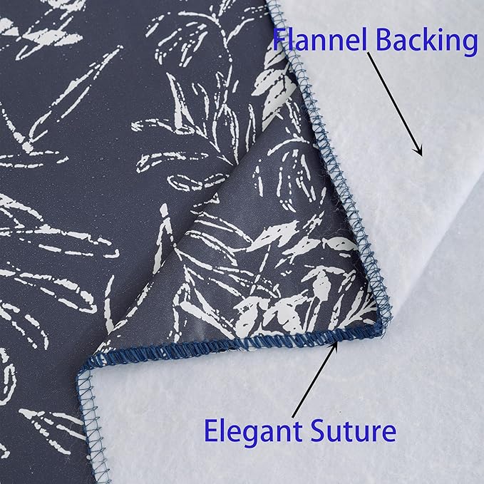 Walrus Heavy Duty Vinyl Tablecloth with Flannel Backing Waterproof Oil-Proof Plastic Table Cloth Stain-Resistant Wipeable Rectangle or Square Table Cover for Indoor and Outdoor (Blue Leaf,60x84 Inch)