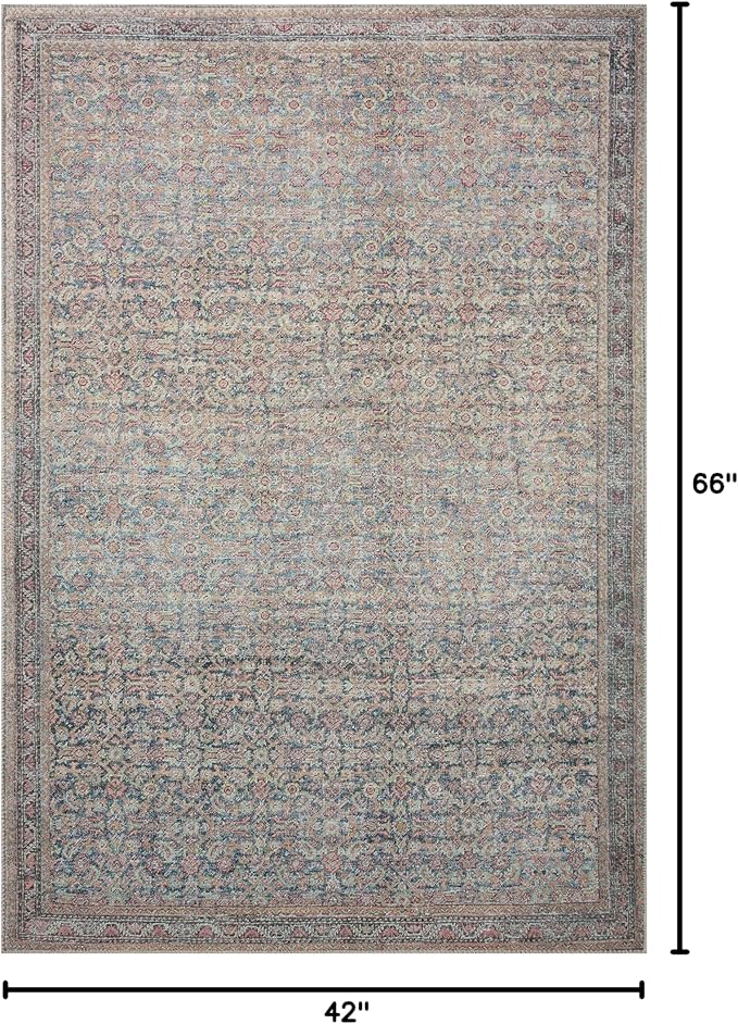 Loloi Adrian Collection ADR-04 Denim/Multi 3'-6" x 5'-6", .19" Thick Accent Rug
