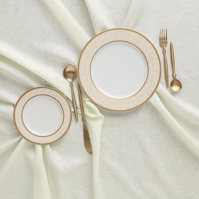 Solino Home Ivory Linen Tablecloth 60 x 120 Inch - 100% Pure Linen Table Cloth for Rectangle Tables - Fete, Machine Washable Tablecloth for Holiday, New Year