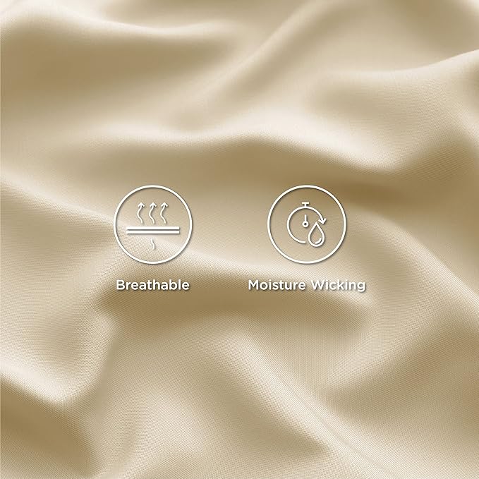 Bedsure Cooling Sheets Twin XL, Rayon Derived from Bamboo, Breathable & Soft Twin XL Sheet Sets, Deep Pocket Up to 16", Hotel Luxury Silky Dorm Bedding for Hot Sleepers, Alabaster Gleam