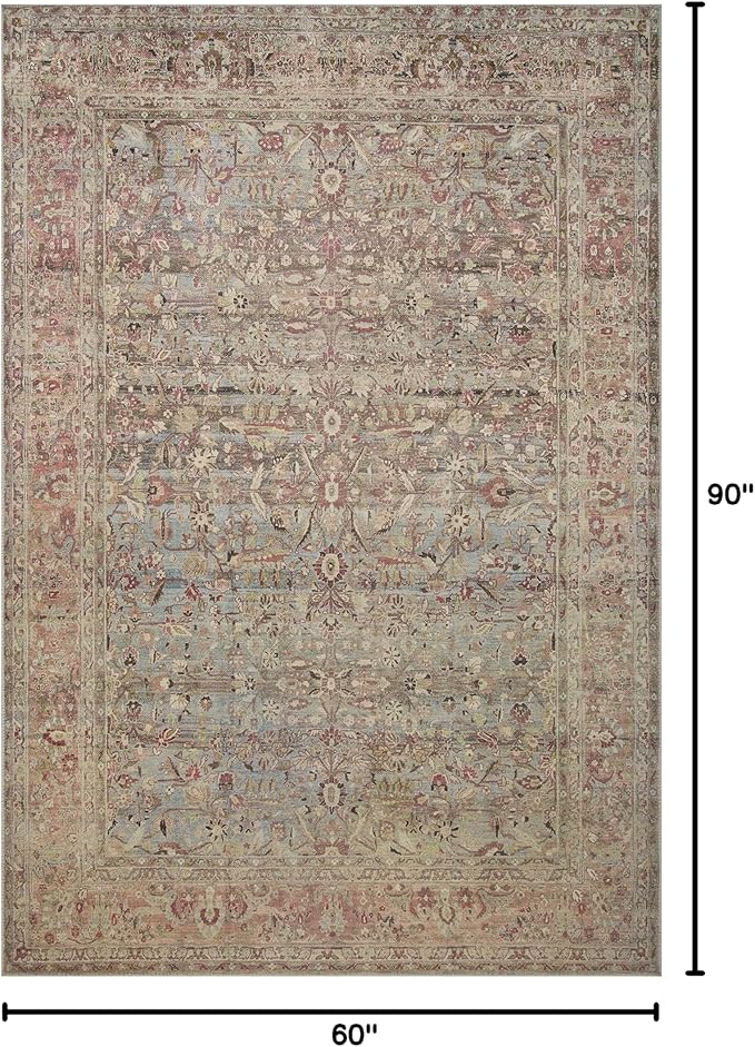 Loloi Adrian Collection ADR-06 Ocean/Clay 5'-0" x 7'-6", .19" Thick Area Rug
