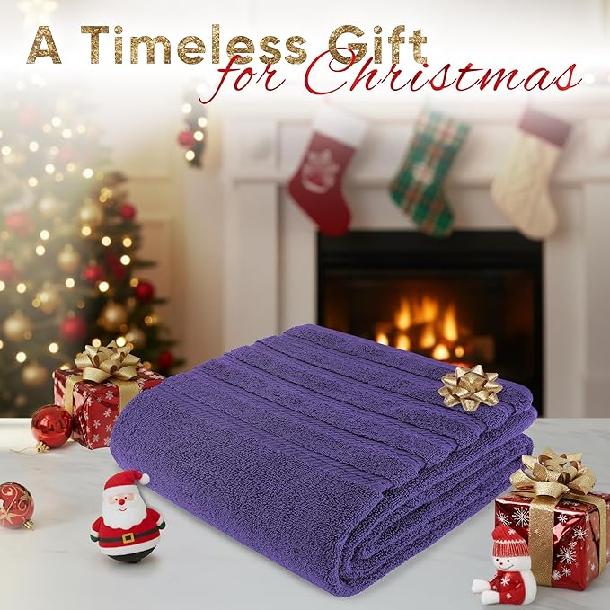 American Soft Linen 35x70 Jumbo Large Bath Towels, 600 GSM 100% Cotton Turkish Bath Sheet, Oversized Luxury Bath Towels for Bathroom Beach and Pool, Purple