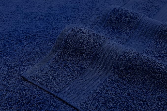 American Veteran 100% Cotton Turkish 6 Piece Luxury Towel Set - 2 Bath, 2 Hand, 2 Washcloths in Navy Blue