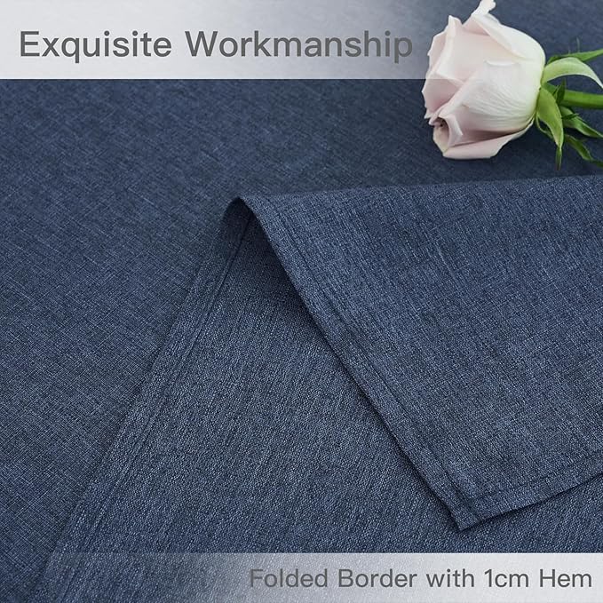 maxmill Square Tablecloth Linen Texture Stain Resistant Waterproof Wrinkle Resistant Washable Soft Table Cloth, Decorative Fabric Table Cover for Dining Room Dinner Party, 52 x 52 Inch, Navy Blue