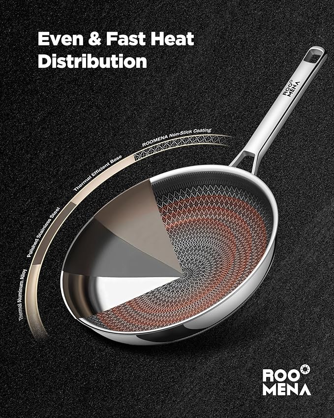 Pots and Pans Set Hybrid Stainless Steel, 10PC Nonstick Tri-Ply Cookware Set w/Frying Au Gratin pan, Dishwasher & Oven Safe, PFOA-Free, Metal Utensil Safe, Suitable for All Cooktops