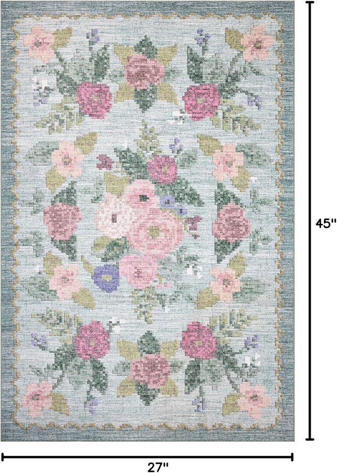 Loloi Rifle Paper Co. Rosa Collection RSA-02 Sky 2'-3" x 3'-9" Accent Rug