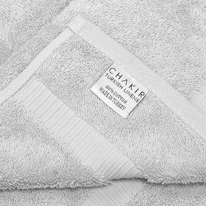 Chakir Turkish Linens 100% Cotton Premium Turkish Towels for Bathroom | 27'' x 54'' (4-Piece Bath Towels - Silver)