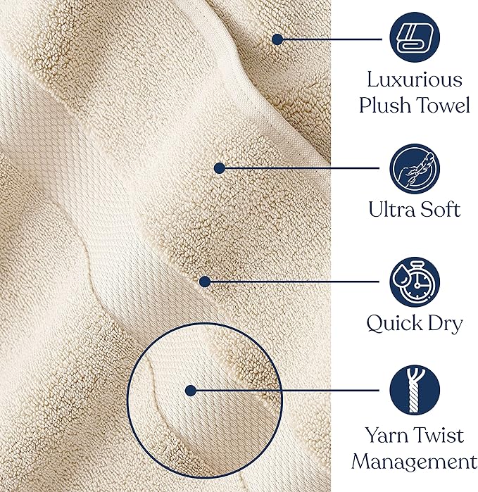 Delara Organic Cotton Luxuriously Plush Hand Towel Pack of 2 | GOTS & OEKO-TEX Certified | Premium Hotel Quality Towels | Feather Touch Technology|650 GSM Long Staple|Soft, Quick Dry & Ultra-Absorbent