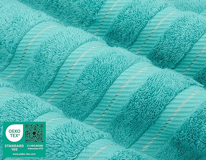 American Soft Linen Luxury 4 Piece Bath Towel Set, 600 GSM 100% Cotton Turkish Bath Towels for Bathroom, 27x54 in Large Bathroom Shower Towels, Turquoise Blue