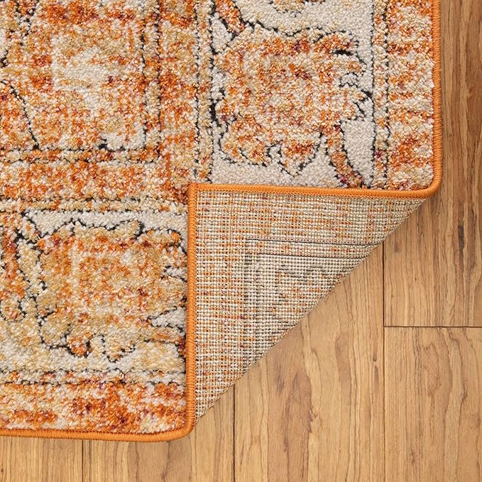 Unique Loom Isabella Collection Area Rug - Adjani (5' 1" Square, Rust Red/ Black)