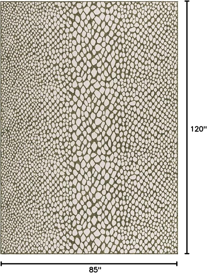 Unique Loom Jill Zarin Outdoor Collection Area Rug - Cape Town (7' 1" x 10' Rectangle, Green/ Ivory)