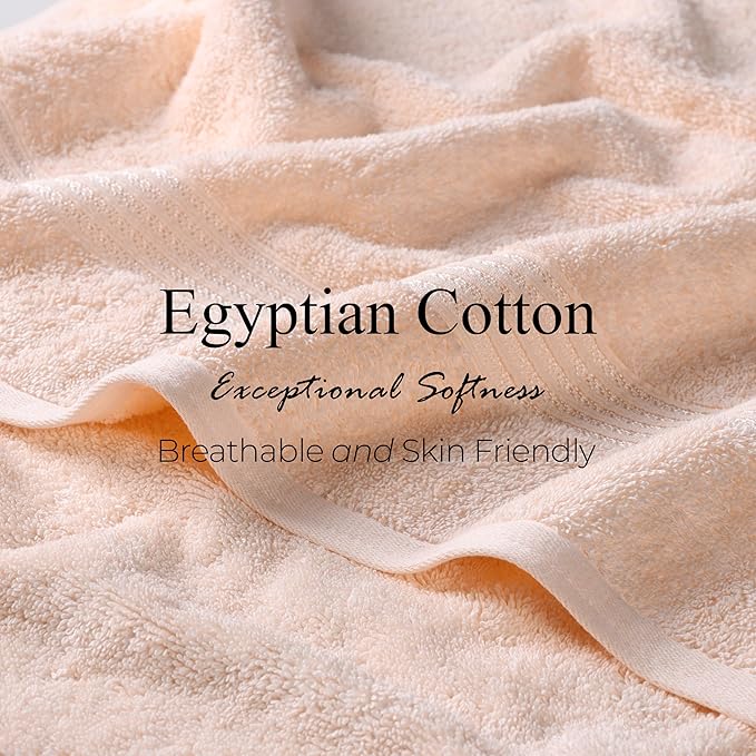 Superior Heritage Egyptian Cotton 3 Piece Towel Set, Heavyweight Towels for Bathroom, Guest Bath, Luxury Home Decor, Plush Absorbent Essentials, Includes 1 Bath, 1 Hand, 1 Face Towel, Peach