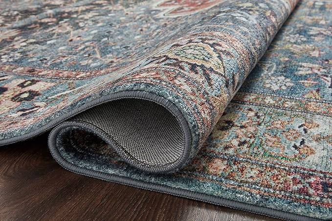 Loloi Margot Collection MAT-05 Ocean/Brick 2'-3" x 3'-9" Accent Rug feat. CloudPile, No-Shed Easy Clean Large Patterned Area Rug for Living Room, Bedroom, Dining Area