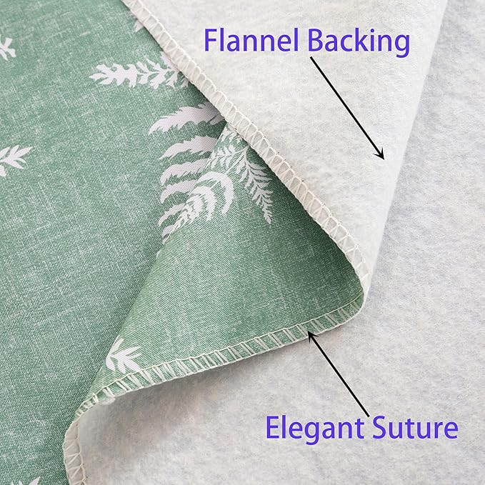 Heavy Duty Vinyl Tablecloth with Flannel Backing Waterproof Oil-Proof Plastic Table Cloth Stain-Resistant Wipeable Rectangle or Square Table Cover for Indoor and Outdoor (Mint Leaf, 60X84 Inch)