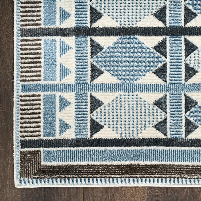 Nourison Home Nordic Blue 4' x 6' Area Rug - Easy Clean, Non Shedding, Bed Room, Living Room, Dining Room, Kitchen (4' x 6')