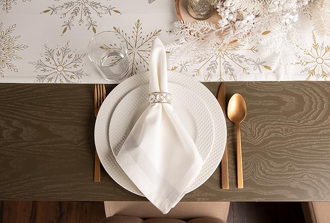 DII Holiday Dining Table Linen Sparkle Metallic Kitchen Décor, Napkin Set, 20x20, Silver Metallic Stripe, 6 Piece