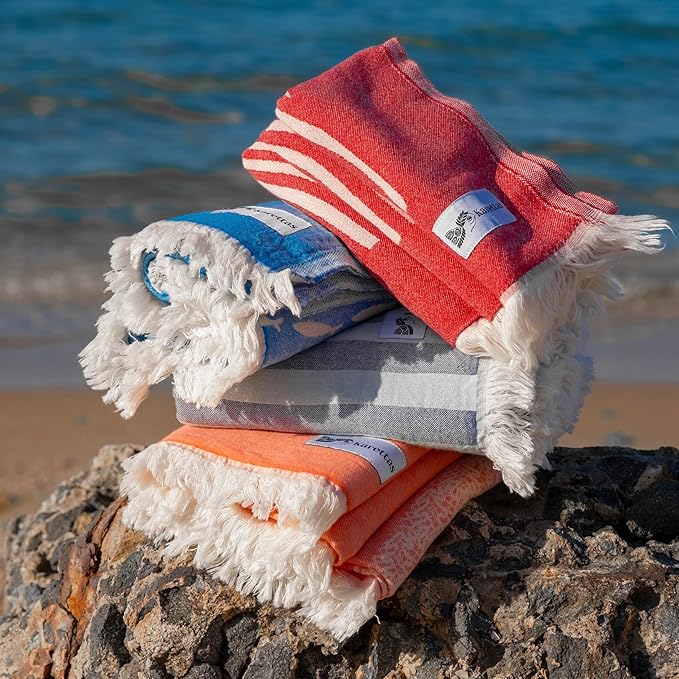 Turkish Beach Towel - 100% Organic Cotton - Soft, Quick-Dry, Sand Proof, Prewashed - Lightweight & Oversized for Beach, Pool, Yoga, Bath, Travel, Gym, Throw - Bloom (Pink)