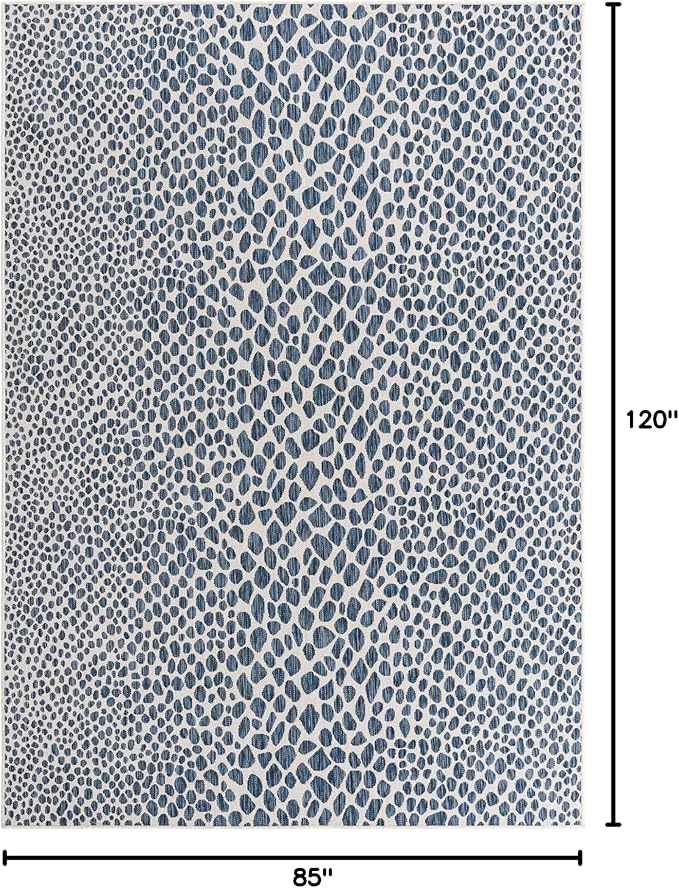 Unique Loom Outdoor Collection Area Rug - Cape Town (7' 1' x 10' Rectangle, Blue/ Olive)