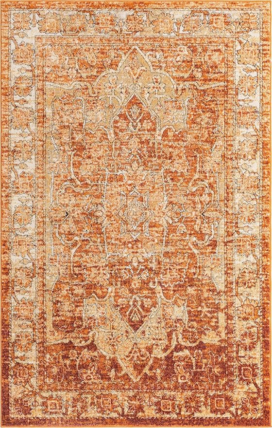 Unique Loom Isabella Collection Area Rug - Adjani (5' 1" x 8' Rectangle, Rust Red/ Black)