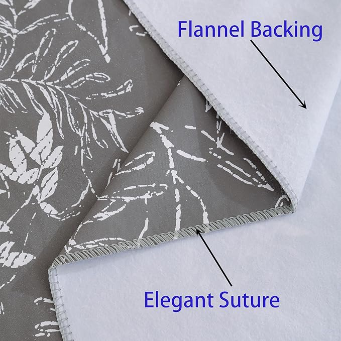 Walrus Heavy Duty Vinyl Tablecloth with Flannel Backing Waterproof Oil-Proof Plastic Table Cloth Stain-Resistant Wipeable Rectangle or Square Table Cover for Indoor and Outdoor (Grey Leaf,52x70 Inch)