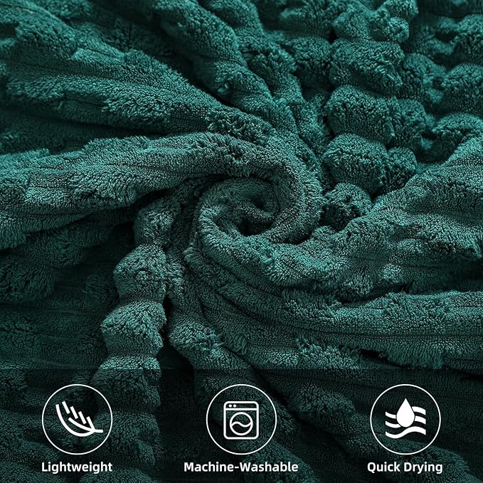 40x80 Inches Oversized Bath Sheets Extra Large Bath Towels Set of 2 for Adults Super Soft Quick Dry Lightweight Lint Free Absorbent Stripe Microfiber Shower Towels (Dark Green, 2 Piece)