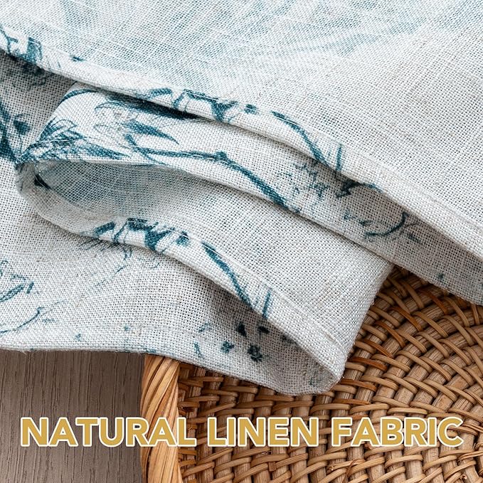 H.VERSAILTEX Linen Table Cloths Floral Printed Tablecloth Spill-Proof Waterproof Table Cover for Dining Buffet Feature Soft and Thick Fabric Wrinkle Free, 60 x 60 Inch, Vintage Botanical - Blue