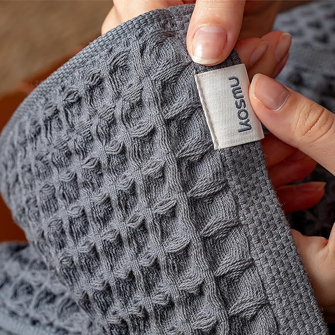 Luxury Organic Japanese Cotton Waffle Bath Towel | Thick, Absorbent, Quick Dry Bathroom Towels for Shower, Sauna, Onsen| Hotel & Spa Quality, Gift-Ready (Smoke Grey, Hand Towel, 32" x 16")