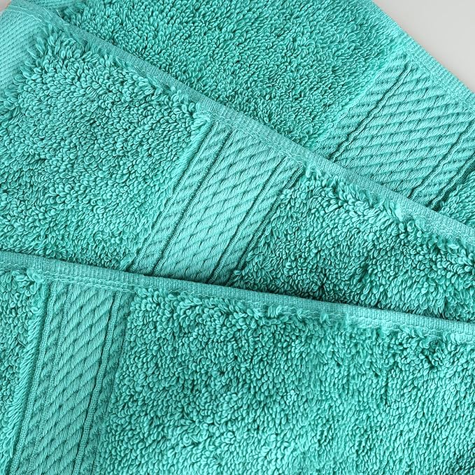 Superior Egyptian Cotton Pile Bath Towel Set of 4, Ultra Soft Luxury Towels, Thick Plush Essentials, Absorbent Heavyweight, Guest Bath, Hotel, Spa, Home Bathroom, Shower Basics, Turquoise