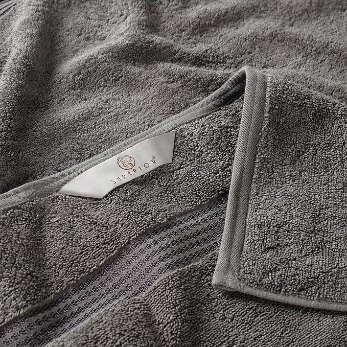 Superior Egyptian Cotton Bath Towel Set, Home Bathroom Towels, Master, Guest Bath, Decor Essentials, Quick Dry, Absorbent, Large Body Towels, Spa, Hotel, Resort, Adult, Kids, Set of 2, Charcoal