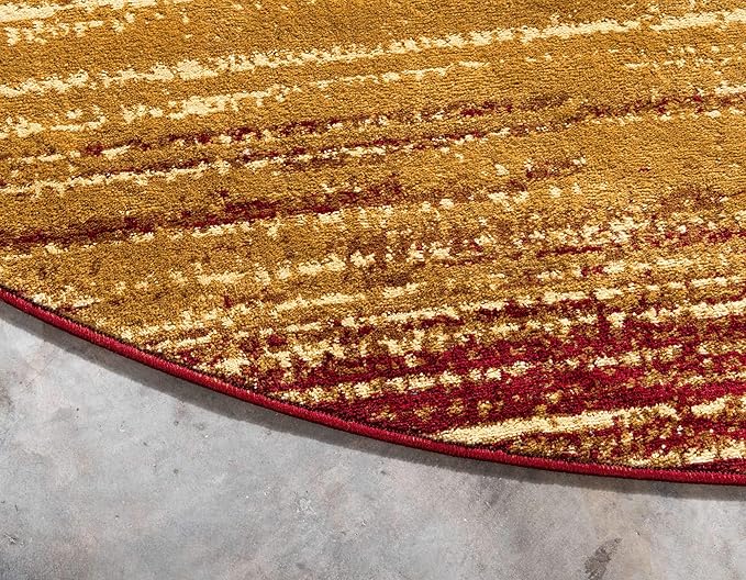 Unique Loom Barista Collection Area Rug - Mundo Nova (7' 10" Round, Beige/ Blue)