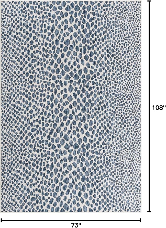 Unique Loom Outdoor Collection Area Rug - Cape Town (6' 1' x 9' Rectangle, Blue/ Olive)