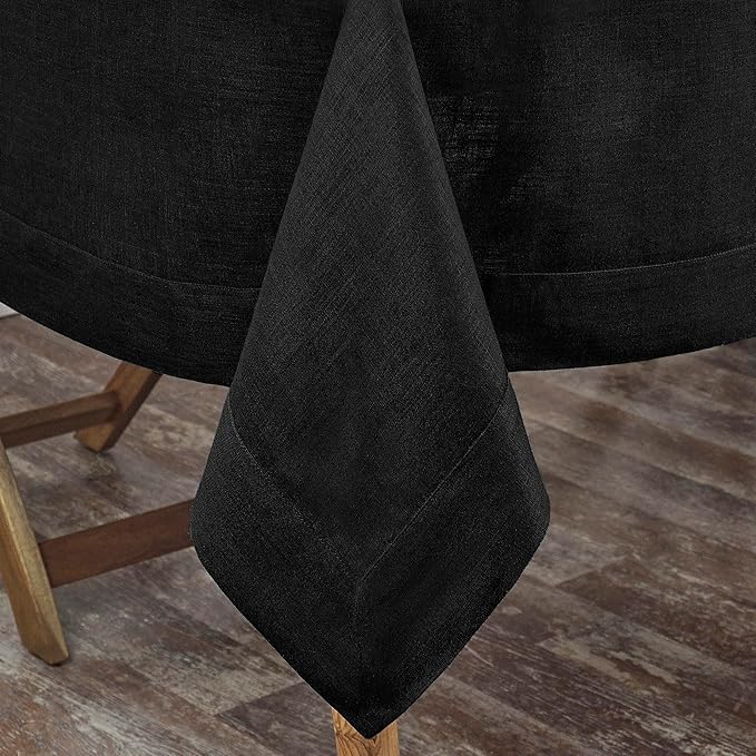 D'Moksha Homes Linen Black Tablecloth 60 x 132 Inch - 100% Pure Linen Rectangular Tablecloth - Machine Washable Table Cloth for Winter, Holiday, New Year