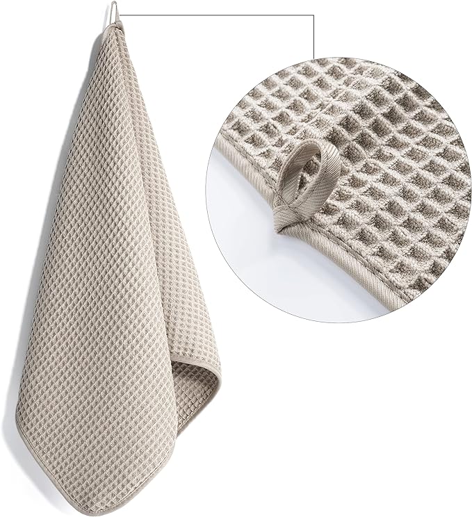 POLYTE 430 GSM Microfiber Lint Free Hand Towel, 16 x 30 in, 4 Pack (Waffle Weave)