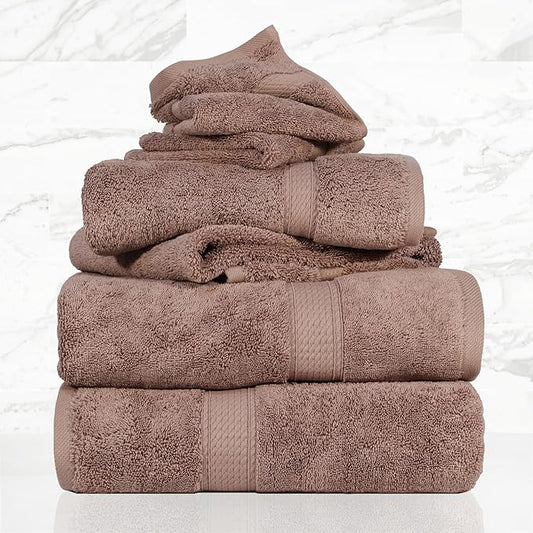 Superior Egyptian Cotton Pile 6-Piece Towel Set, 2 Bath, 2 Hand, 2 Face Towel/Washcloth, Heavyweight, Ultra Soft Luxury Towels, Thick Plush Essentials, Guest Bath, Spa, Hotel Bathroom, Muted Mauve