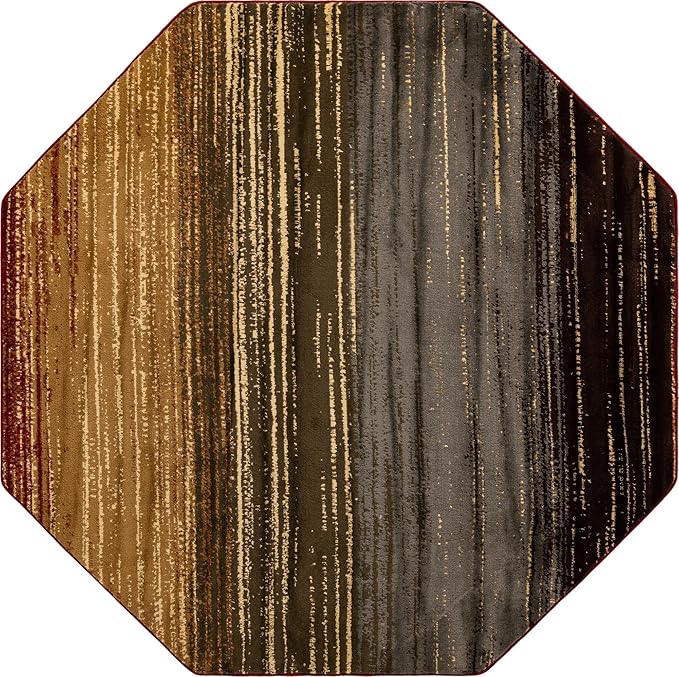 Unique Loom Barista Collection Area Rug - Mundo Nova (7' 1" Octagon, Beige/Blue)