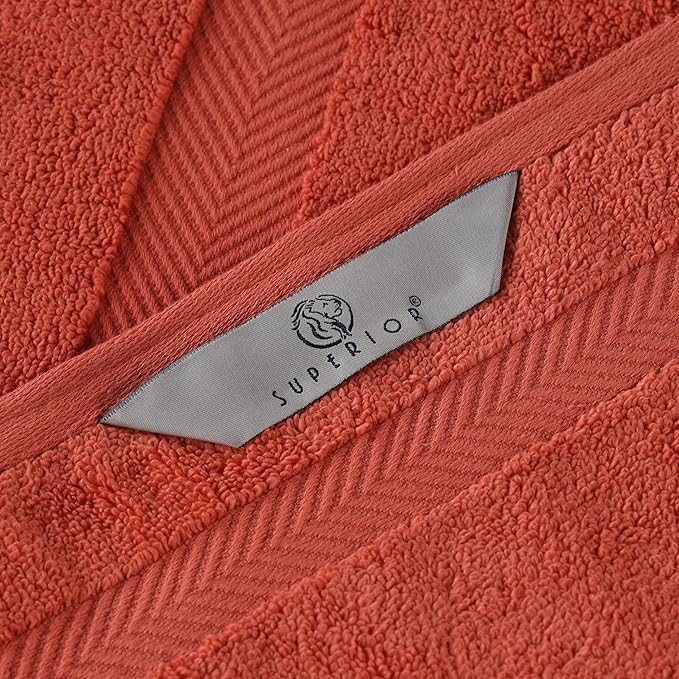 Superior Zero Twist 100% Cotton Towel Set, 3-Piece Set, Extra Soft Bath Towel, Face Towel and Hand Towel, Long-Staple Cotton Towels, Brick