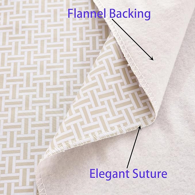 Walrus Heavy Duty Vinyl Tablecloth with Flannel Backing Waterproof Oil-Proof Plastic Table Cloth Stain-Resistant Wipeable Rectangle or Square Table Cover for Indoor and Outdoor (Weaving, 60X84 Inch)