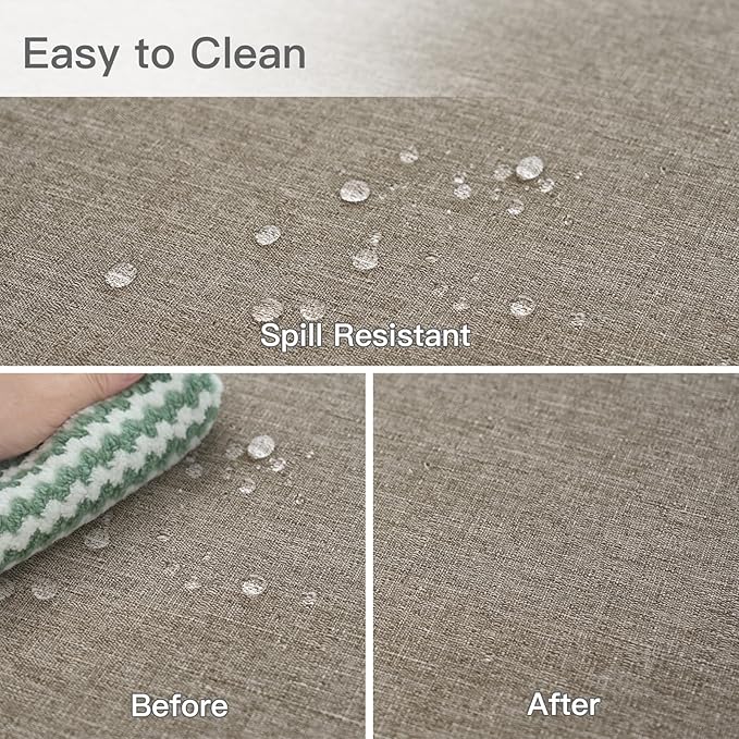 maxmill Square Tablecloth Linen Texture Stain Resistant Waterproof Wrinkle Resistant Washable Soft Table Cloth, Decorative Fabric Table Cover for Dining Room Dinner and Party, 52 x 52 Inch, Mocha