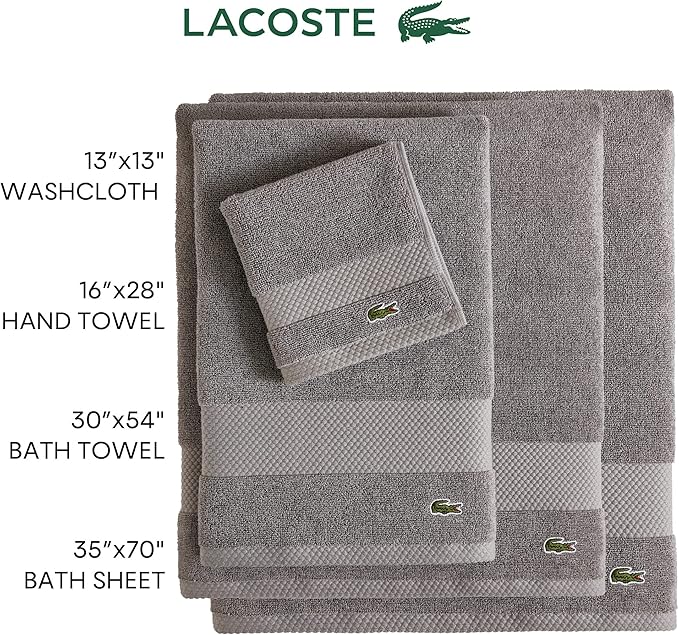 Lacoste Heritage 100% Supima Cotton Bath Sheet, Croc Green, 35" x 70" – Highly Absorbent & Quick Drying, Premium Super Soft Bath Towel, Bathroom Essential, Gift for All Occasions, Machine Washable