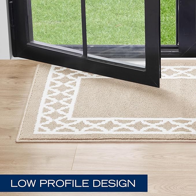 Nautica – Runner Rug | Indoor Runners for Hallways and Entry Rugs| Non-Slip and Non-Skid Entry and Kitchen Door Mat| Machine Washable Entryway Carpet Rugs | 2'2" x 5' | Trellis Beige