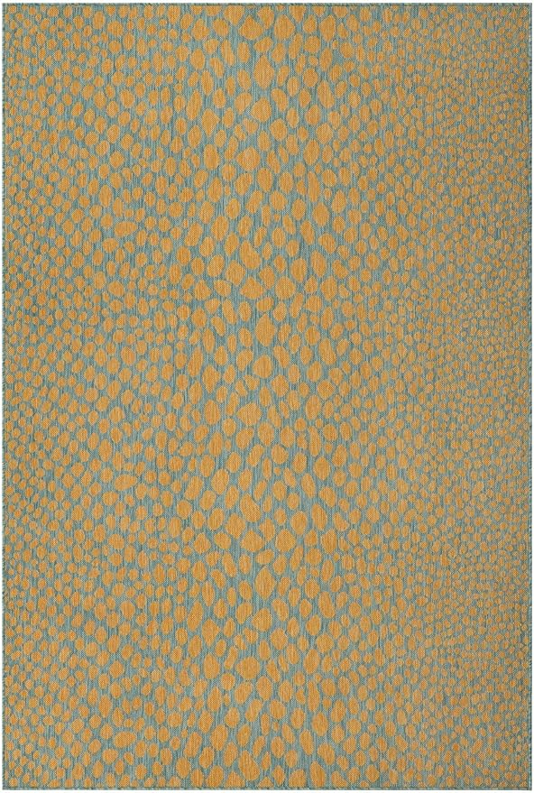 Unique Loom Jill Zarin Jill Zarin Outdoor Collection Area Rug - Cape Town (6' 1" x 9' Rectangle, Yellow and Aqua/Light Blue)