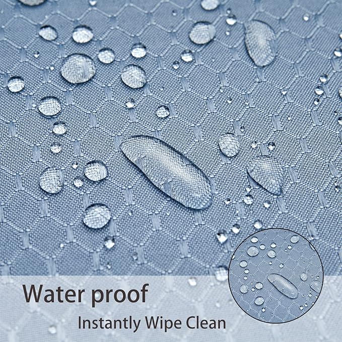 Place Mats Set of 8 – Rectangle Rectangular Waterproof Fabric Polyester Cloth Washable Wipeable Heat Resistant Placemats for Kitchen Dining Dinner Table Indoor 13 x 19 Inch Light Blue