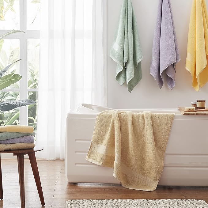COZYART Lavender Luxury Bath Towel Set, Turkish Cotton Hotel Towel Bulk for Bathroom, Thick Bathroom Sets of 6 Pcs with 2 Large Bath Towels, 2 Hand Towels, 2 Washcloths, 650 GSM.