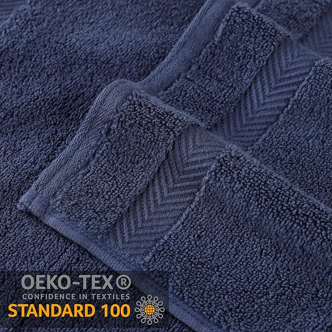 Superior Zero Twist 100% Cotton Bath Towels, Super Soft, Fluffy and Absorbent, Premium Quality Oversized Bath Towel Set of 2, Midnight Blue