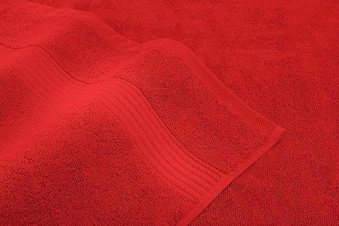 American Veteran Towel, 6 Piece Towel Set for Bathroom, 100% Cotton Turkish Bathroom Towels, 2 Bath Towels 2 Hand Towels 2 Washcloths, Red