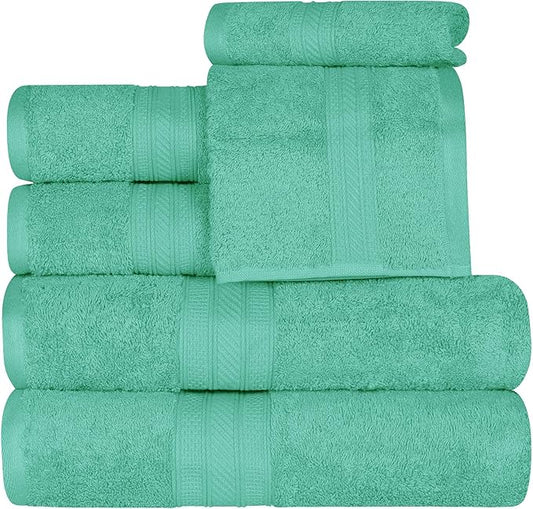 Superior 700 GSM Long Staple 100% Combed Cotton, Durable, Plush and Absorbent 6-Piece Single Ply Towel Set - Rivulet