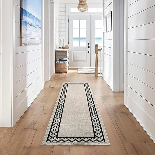 Nautica – Runner Rug | Indoor Runners for Hallways and Entry Rugs| Non-Slip and Non-Skid Entry and Kitchen Door Mat| Machine Washable Entryway Carpet Rugs | 2'6" x 10' | Trellis Natural Twist
