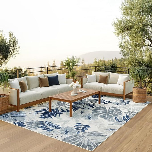 Nourison Home Suncoast Blue 7'10" x 9'10" Area Rug - Easy Clean, Non Shedding, Bed Room, Living Room, Dining Room, Kitchen (8' x 10')